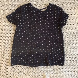 Loft short sleeve blouse, navy blue, size Medium